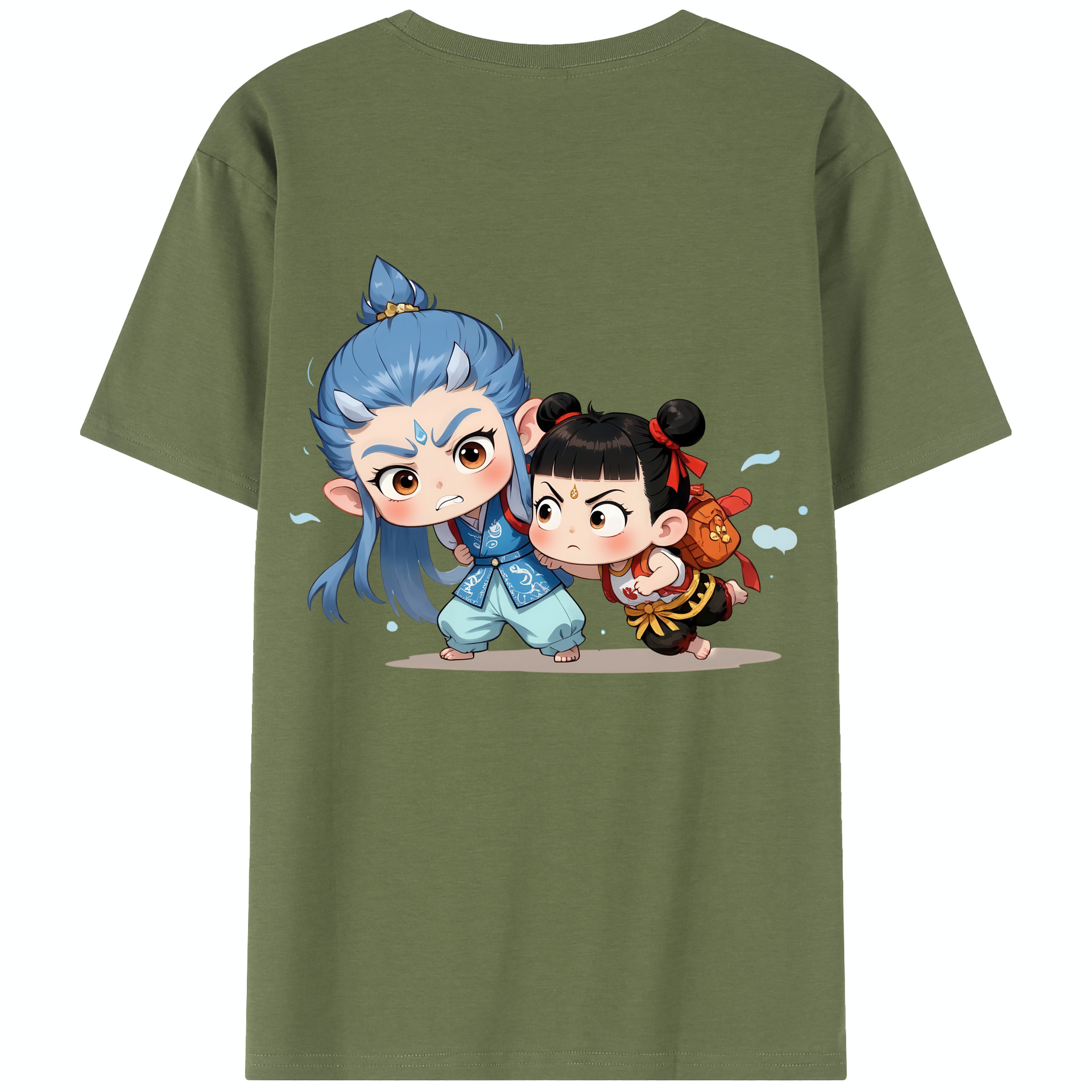 （画像用） Ne Zha 2 ナタ 魔童の大暴れ 綿100％半袖Tシャツ（背面プリント）